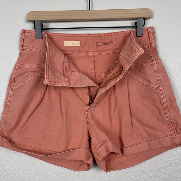 Anthropologie Pilcro Relaxed Pleated Shorts Coral Size 27 Summer Casual - Picture 7 of 15